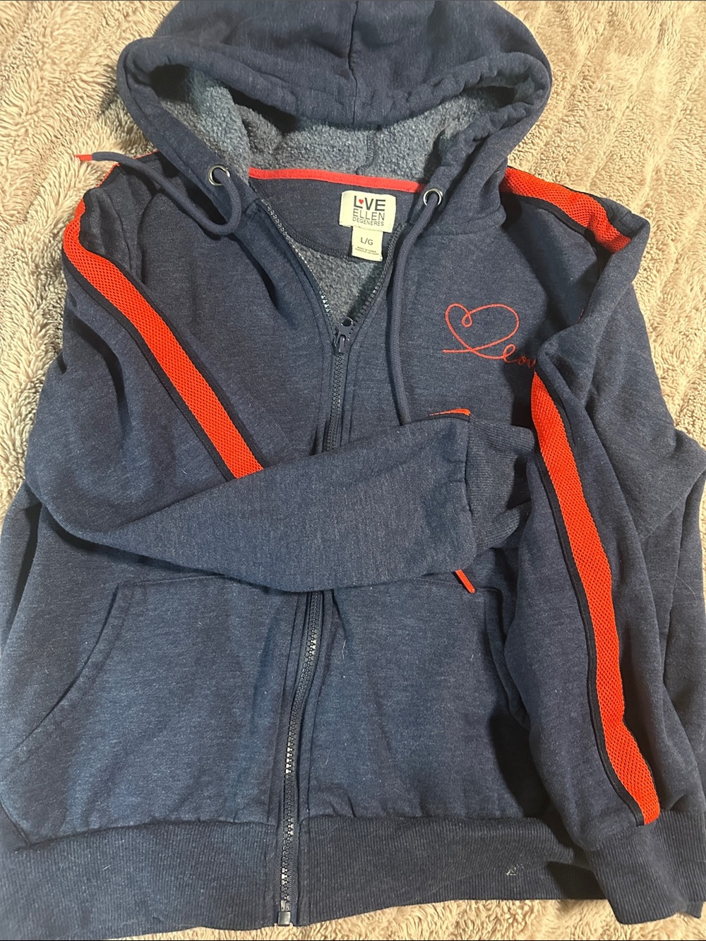 Ellen Degeneres Navy & Red Girls' Hooded Zip Sweatshirt